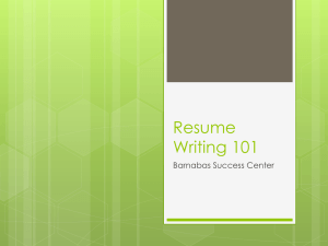 Resume Writing 101 Barnabas Success Center