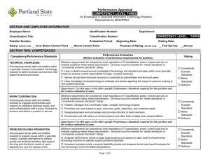 Performance Appraisal COMPETENCY LEVEL THREE SECTION ONE: EMPLOYEE INFORMATION