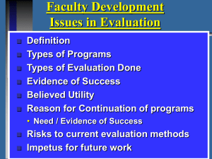 Faculty Development Issues in Evaluation