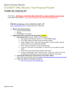 STUDENT ORG Mission Trip Proposal Packet  TURN IN CHECKLIST Baylor University Missions