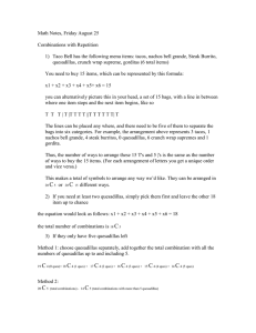 Math Notes, Friday August 25  Combinations with Repetition