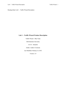 Lab 1 – Traffic Wizard Product Description