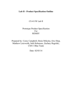 Lab II - Product Specification Outline  CS 411W Lab II