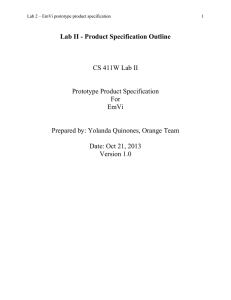Lab II - Product Specification Outline  CS 411W Lab II