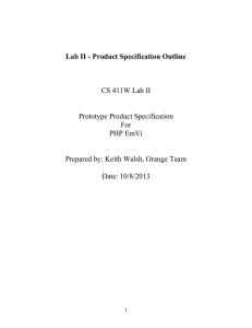 Lab II - Product Specification Outline  CS 411W Lab II