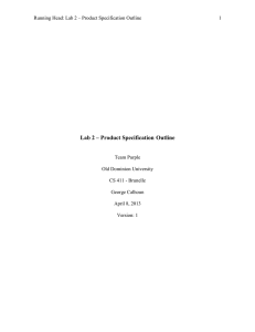 Lab 2 – Product Specification Outline