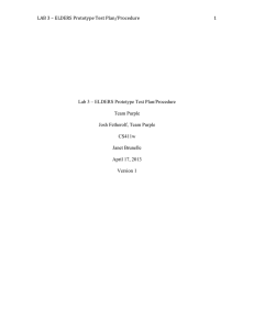 LAB 3 – ELDERS Prototype Test Plan/Procedure  1