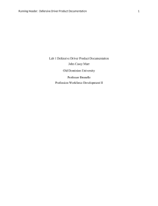 Lab 1 Defensive Driver Product Documentation John Casey Marr Old Dominion University