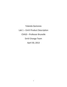 Yolanda Quinones Lab 1 – EmVi Product Description CS410 – Professor Brunelle