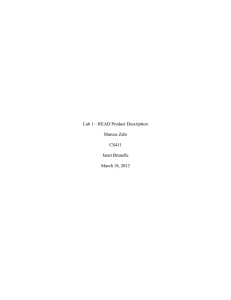 Lab 1 – READ Product Description Marcus Zehr CS411