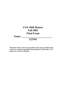 CGS 1060 Honors Fall 2001 Final Exam