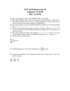 COT 4110 Homework #6 Assigned: 11/16/99 Due: 11/23/99