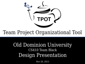 Old Dominion University Design Presentation Team Project Organizational Tool TPOT