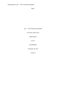 Running Head: Lab 1 – STAT Product Description Page 1