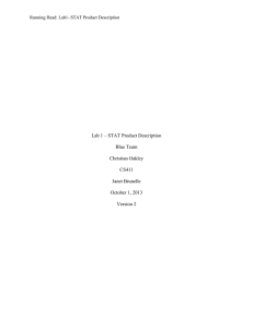 Lab 1 – STAT Product Description Blue Team Christian Oakley