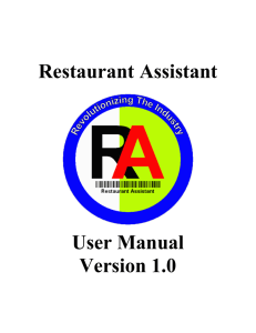 Restaurant Assistant User Manual Version 1.0