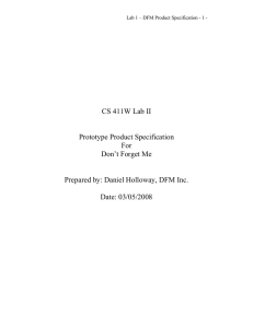 CS 411W Lab II Prototype Product Specification For