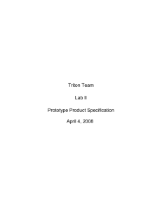 Triton Team Lab II Prototype Product Specification