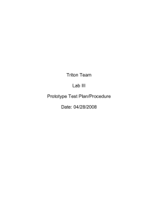 Triton Team Lab III Prototype Test Plan/Procedure