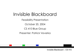 Invisible Blackboard Feasibility Presentation October 20, 2004 CS 410 Blue Group