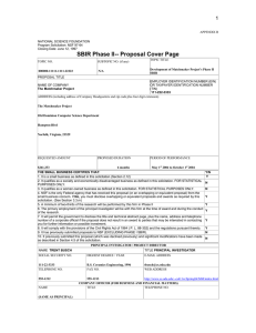 SBIR Phase II-- Proposal Cover Page  1