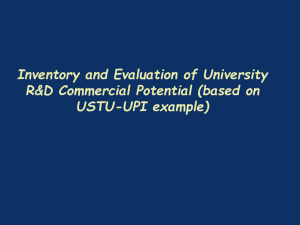 Inventory and Evaluation of University R&amp;D Commercial Potential (based on USTU-UPI example)