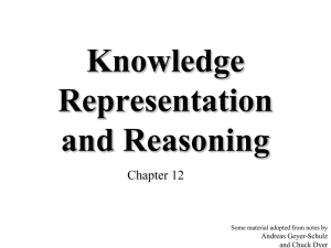 Knowledge Representation and Reasoning Chapter 12