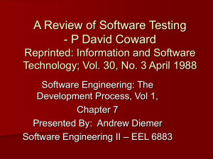 A Review of Software Testing - P David Coward
