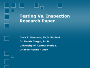 Testing Vs. Inspection Research Paper