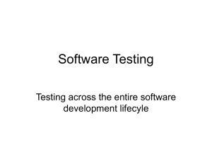 Software Testing Testing across the entire software development lifecyle