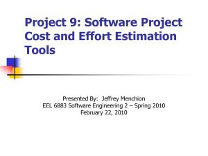Project 9: Software Project Cost and Effort Estimation Tools