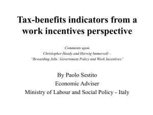 Tax-benefits indicators from a work incentives perspective