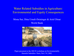 Water Related Subsidies in Agriculture: Environmental and Equity Consequences World Bank