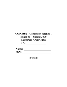 COP 3502 – Computer Science I Exam #1 – Spring 2000