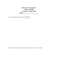  Honors CS 1 Exam #1 Date: 10/4/00 Lecturer: Arup Guha