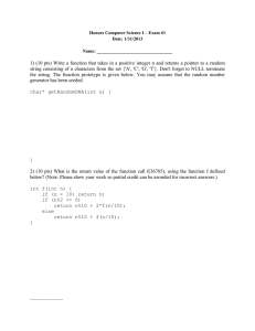 1) (10 pts) Write a function that takes in a... string consisting of n characters from the set {'A', 'C',...