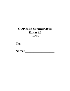 COP 3503 Summer 2005 Exam #2 7/6/05