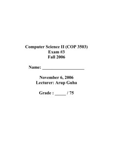 Computer Science II (COP 3503) Exam #3 Fall 2006
