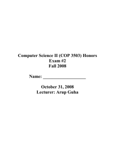 Computer Science II (COP 3503) Honors Exam #2 Fall 2008