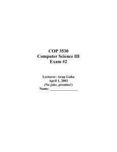 COP 3530 Computer Science III Exam #2