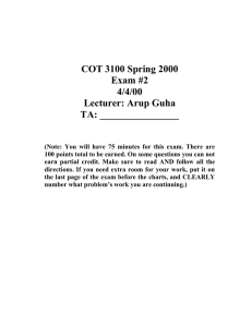 COT 3100 Spring 2000 Exam #2 4/4/00 Lecturer: Arup Guha