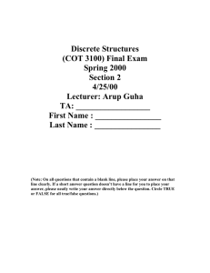Discrete Structures (COT 3100) Final Exam Spring 2000