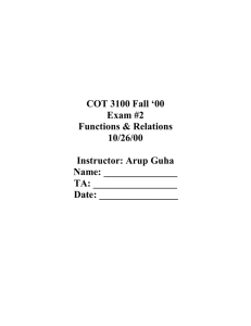 COT 3100 Fall ‘00 Exam #2 Functions &amp; Relations