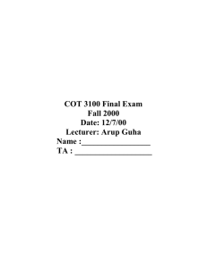 COT 3100 Final Exam Fall 2000 Date: 12/7/00