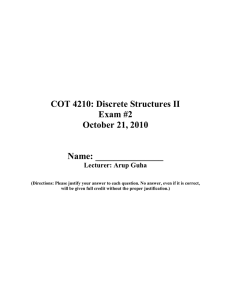 COT 4210: Discrete Structures II Exam #2 October 21, 2010