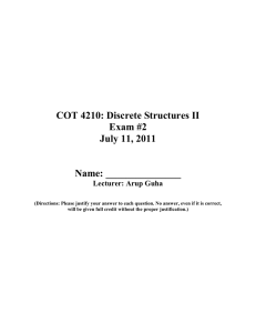 COT 4210: Discrete Structures II Exam #2 July 11, 2011