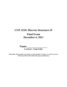 COT 4210: Discrete Structures II Final Exam December 6, 2011