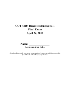COT 4210: Discrete Structures II Final Exam April 24, 2012