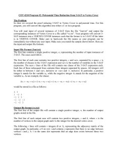 COT 4210 Program #2: Polynomial Time Reduction from 3-SAT to...  The Problem