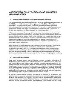 AGRICULTURAL POLICY DATABASE AND INDICATORS (APDI) FOR AFRICA